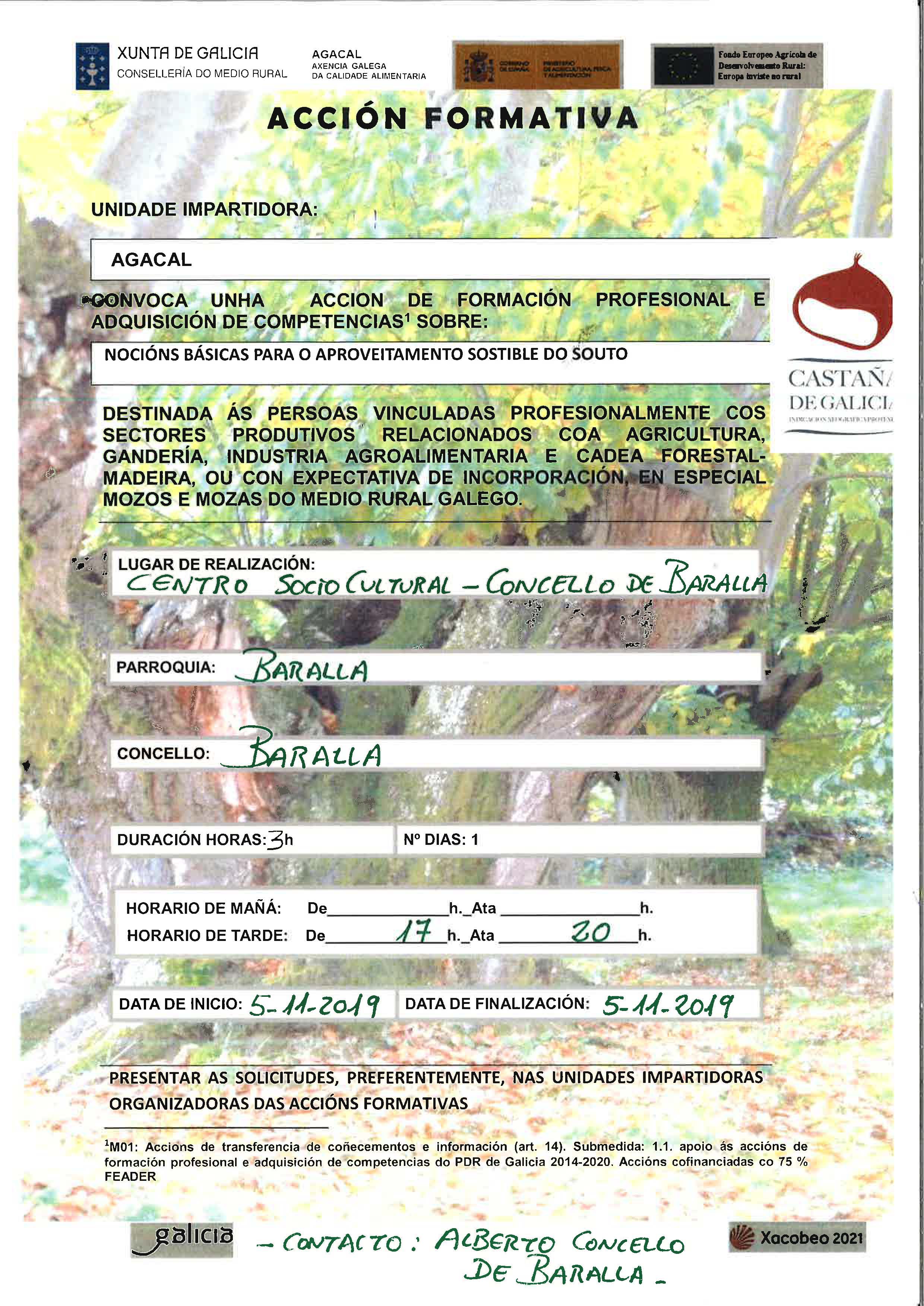 10102019 ACCION FORMATIVA NOCIONS BASICAS PARA O APROVEITAMENTO SOSTIBLE DO SOUTO